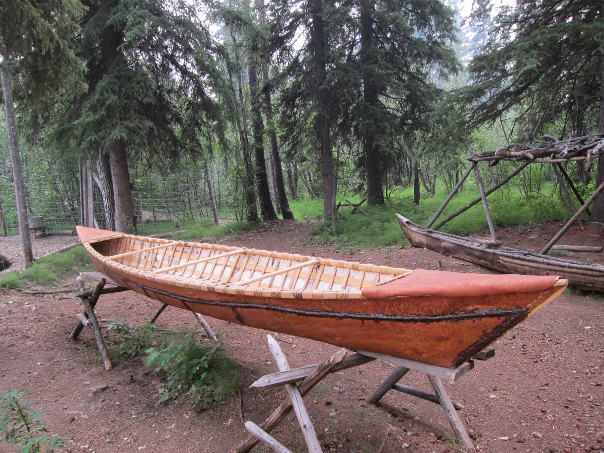 Kayak-form canoe in Alaska: Athabascan Birch Bark Canoe 